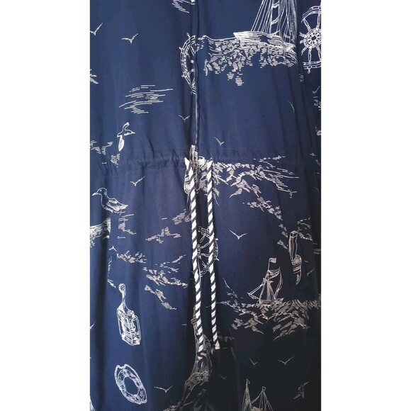 Lands End Dress Cover Up Sz Medium Hooded Drawstring Pockets Full Zip  Nautical - Picture 8 of 10